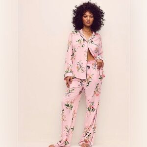 NWT VICTORIA’s Secret Size SMALL Satin Pajama Set ANGEL PINK BOTANICAL Print